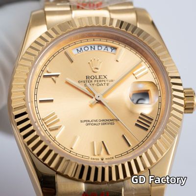 Rolex Day-date 8285 Movement 40mm Yellow Gold Face Roman Numerals Markers Yellow Gold President Strap Men Watch